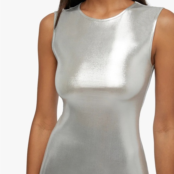 WeWoreWhat Silver Metallic Mini Dress NWT Medium - Picture 3 of 8